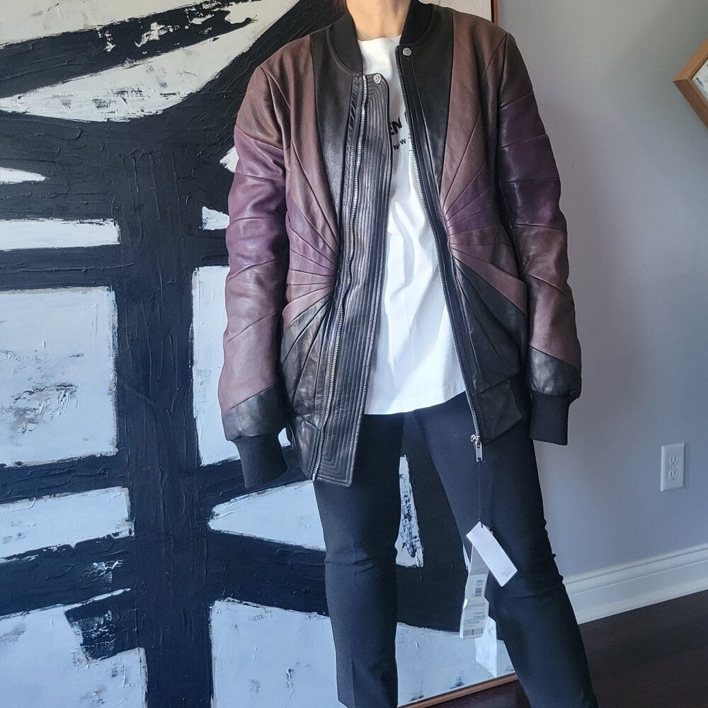 RICK OWENS Leather Multi color jacket (Brown, Black, Burgundy) IT  MD, US 50
